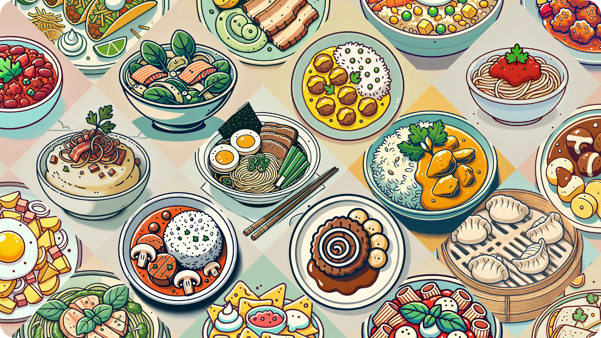 Et udvalg af retterne du kan lave med meals2go